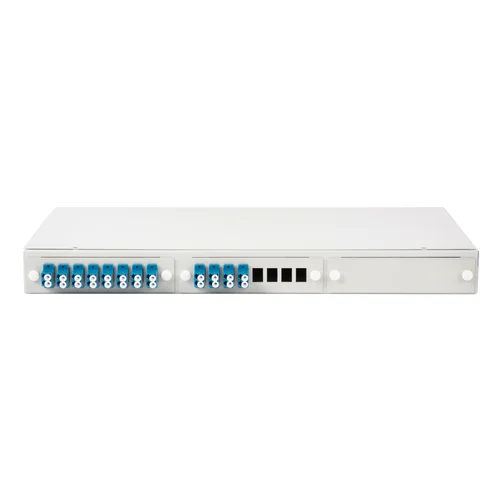 Кросс оптический 19" (ШКОС) укомплектованный на 24 LC порта (комплект с розетками и пигтейлами)