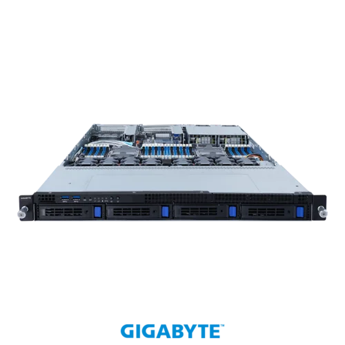 Платформа Gigabyte 1U R182-340, До двух процессоров Intel Xeon Scalable Gen3, DDR4, 4x3,5" HDD SATA, 2x1000Base-T