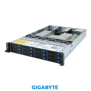 Платформа Gigabyte 2U R282-Z90, До двух процессоров AMD EPYC 7003, DDR4, 8x3,5"/2,5" SATA/SAS, 4x3.5"/2,5 SATA, 2x1000Base-T