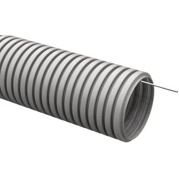 Труба гофрированная ПВХ d16мм с протяжкой сер. (уп.25м) IEK CTG20-16-K41-025I