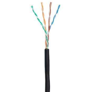 Кабель NETLAN U/UTP 4 пары, Кат.5e (Класс D), 100МГц, одножильный, BC (чистая медь), внешний, PE до -40C, черный, 305м