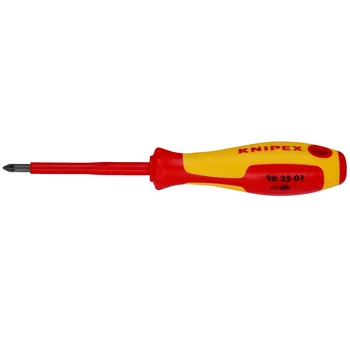 Отвёртка VDE Pozidriv PZ1, длина стержня 80 мм, L-187 мм, диэлектрическая, 2-компонентная рукоятка KN-982501