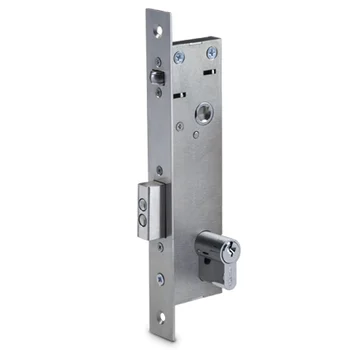 Врезной электромеханический замок с контактным устройством для двери из алюминиевого профиля, нормально закрытый, межцентровое расстояние 85 мм