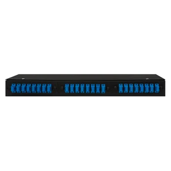 Кросс оптический 19" (ШКОС) укомплектованный на 24 SC порта, черный (комплект с розетками)