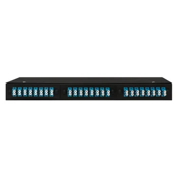Кросс оптический 19" (ШКОС) укомплектованный на 48 LC портов, черный (комплект с розетками)