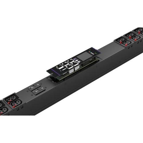 Блок розеток с функцией измерения и управления каждой розеткой серии SNR тип D выход 21*C13/19L и 21*C13L с фиксаторами вход 16A IEC60309 (3P+N+E)