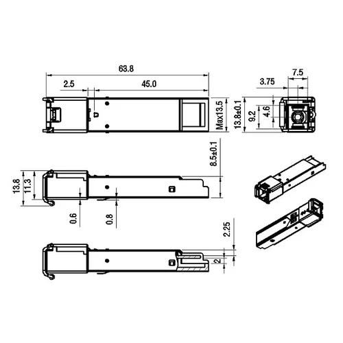 Модуль SFP 2.5G WDM, дальность до 10км (10dB), 1550нм