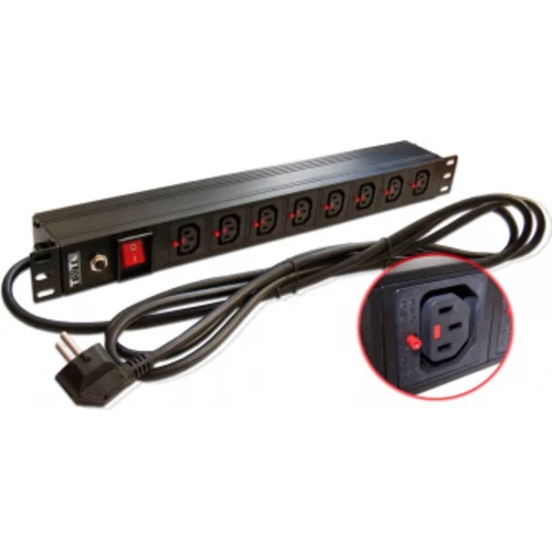 Блок распределения питания Lanmaster TWT-PDU-10A8C3L-3.0 гор.размещ. 8xC13 базовые 10A Schuko 3м