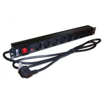 Блок распределения питания Lanmaster TWT-PDU19-16A8P-3.0 гор.размещ. 8xSchuko базовые 16A Schuko 3м